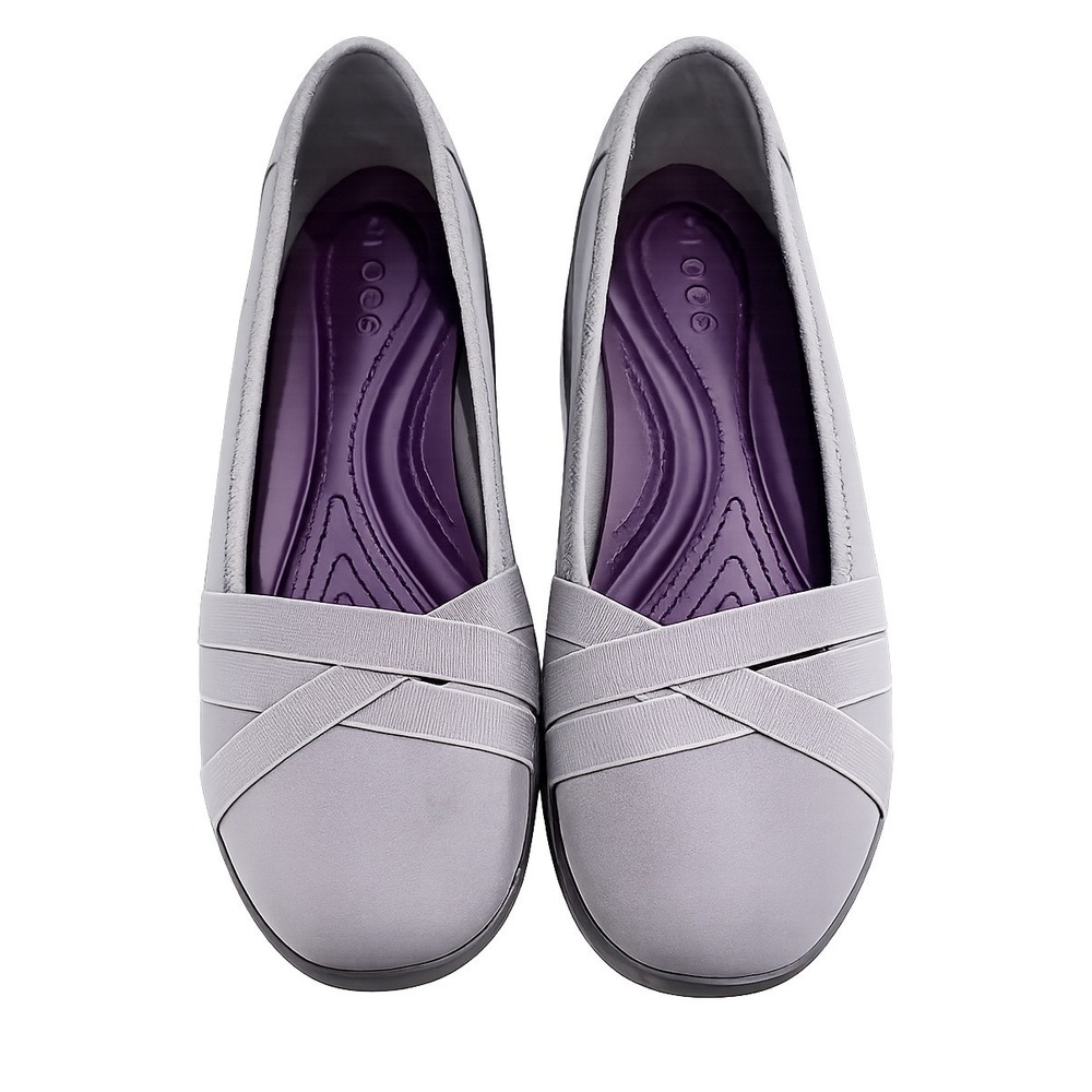 Crocs Busy Day‎ Crisscross Ballet Flat Womens Size 10 Gray Comfort 205339